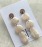 Elegant Neutral Polymer Clay Dangle Earrings with Walnut Studs - Image 4