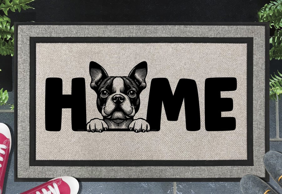 Boston Terrier Doormat No.2 - All Weather -  Boston Terrier Welcome Mat,45x70cm 