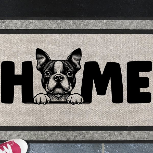 Boston Terrier Doormat No.2 - All Weather -  Boston Terrier Welcome Mat,45x70cm 
