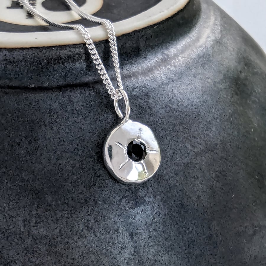 Sterling Silver Black Sapphire pendant, Handmade Urban GEMSTONE Jewellery