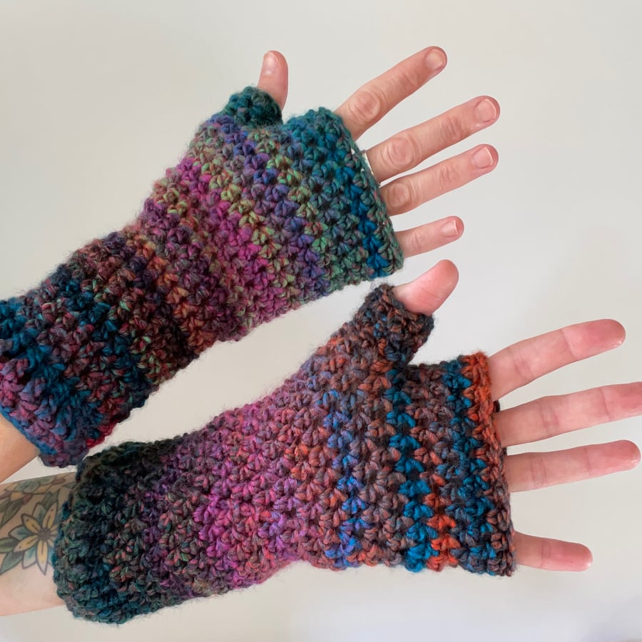 Fingerless Crochet Gloves, Teen, Adult