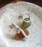 Silver & Sea-Glass, tide-line organic stud earrings