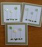 Pack of 3 Mini Blank Cards - Green Button Flowers and Sequins - Image 8