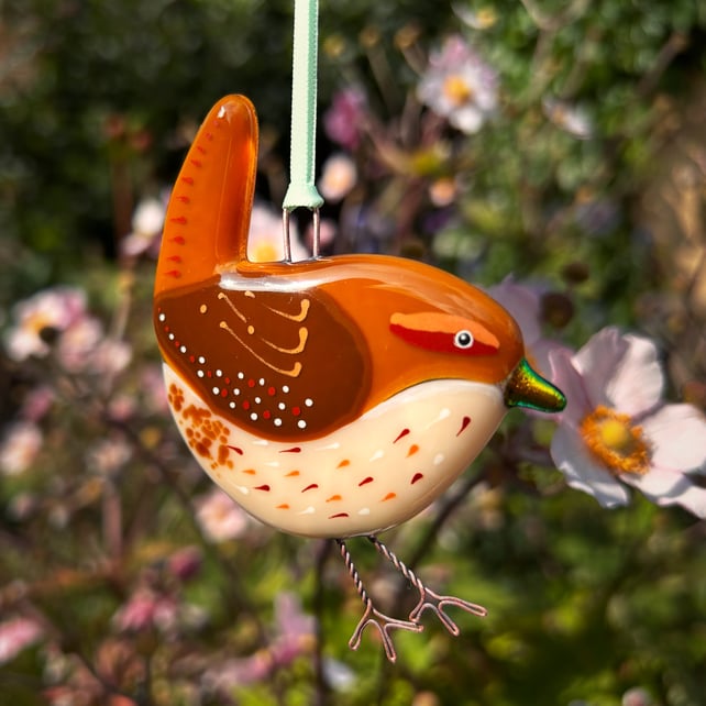 Fused glass Jenny Wren