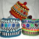 Circles and Bobbles Multicoloured Hat Pattern PDF Knitting Pattern. 3 sizes.