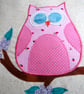 Cushion - Owl and patchwork pink - Image 2