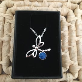 Beautiful Dragonfly Pendant with Blue Centrepiece