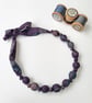 Purple, Grey, Dusky Pink & Blue Liberty Natures's Symmetry Print Fabric Necklace - Image 1