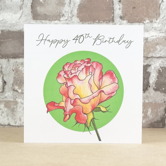 Birthday Card Rose - Personalised with any Birthday age