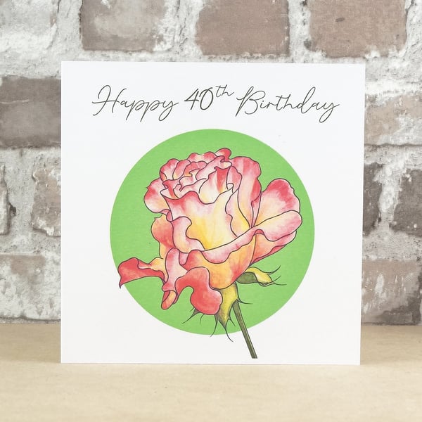 Birthday Card Rose - Personalised with any Birthday age