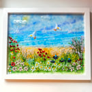  Fused glass beach picture “serenity “ - landscape  