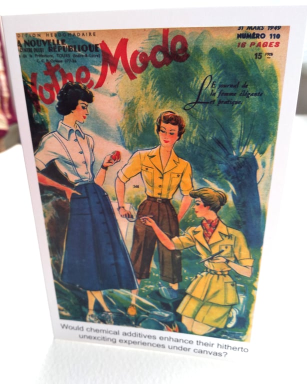 FEMINIST WOMEN CAMPING CARD "UNDER CANVAS"    4 X 6 ins