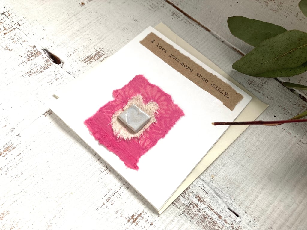 Hand made mini ceramic card, birthday, valentines, anniversary, wedding 