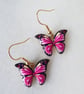 Pink Butterfly Earrings with KC Gold Ear Wires