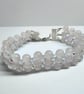 Handmade Rose Quartz & Czech Crystal Triple Strand Statement Bracelet One Off
