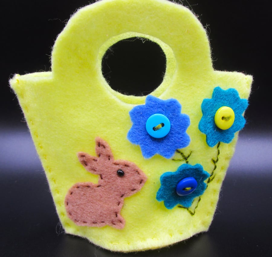 Mini Felt Easter Baskets, Miniature Easter Egg Basket