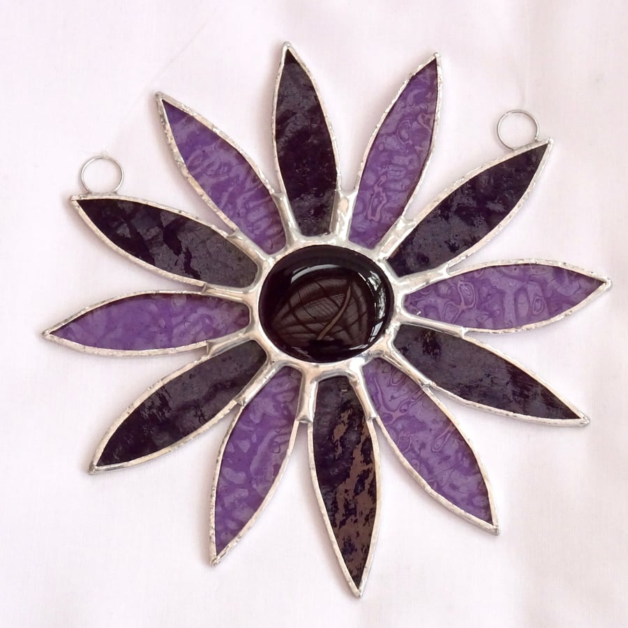 Purple Stained Glass Daisy Suncatcher - Handmade Hanging Decoration