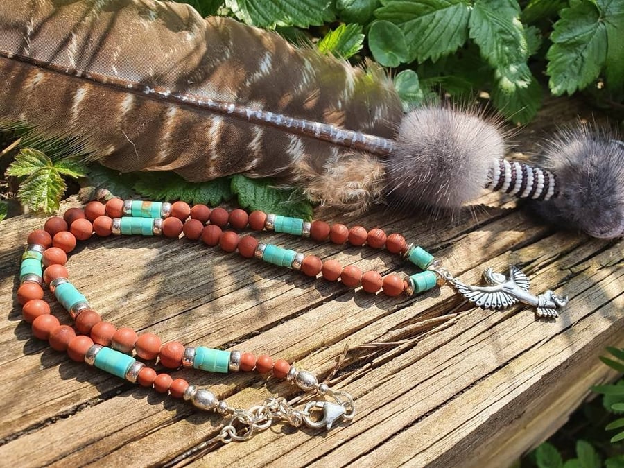 Eagle Dancer Necklace. Native American inspired one of a kind necklace. Gemstone