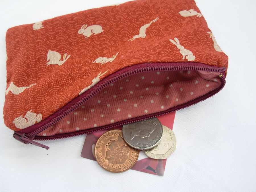 Coin Purse Red and Cream
