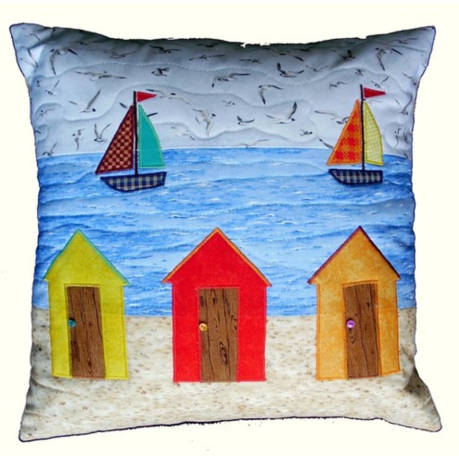 Seaside applique cushion