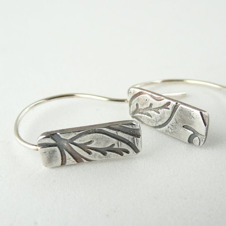 Fine silver textured earrings