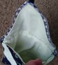 Little patchwork bag, purse or gift pouch, navy blue & pale green or pink - Image 4