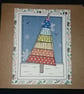 Quirky art set of 5 beautiful handmade Christmas tree rainbow cards  - Image 5