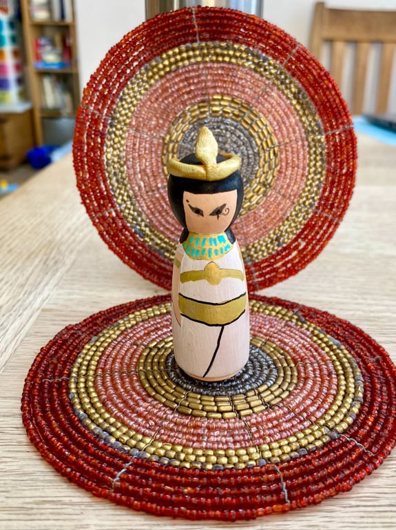 Cleopatra Handpainted Ancient Egypt Wooden Peg Doll