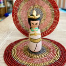 Cleopatra Handpainted Ancient Egypt Wooden Peg Doll