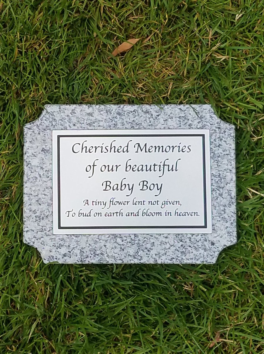  Grey Granite Baby Infant Memorial Plaque Flat Grave Stone Marker Headstone