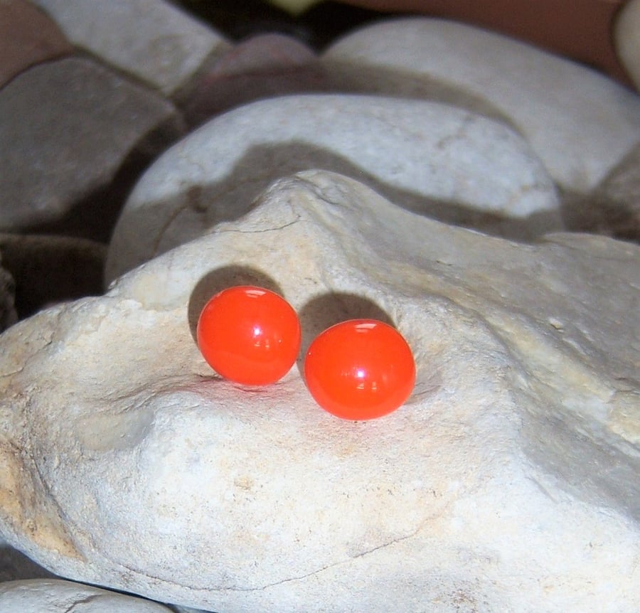 Orange glass stud earrings