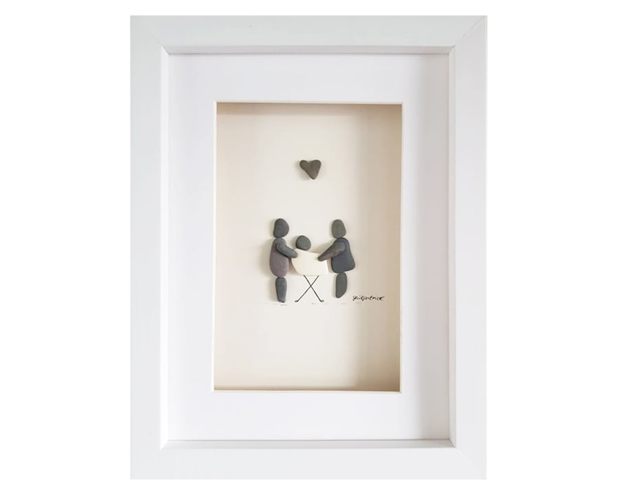 New Baby - Sea Glass & Pebble Picture Framed Unique Handmade Art