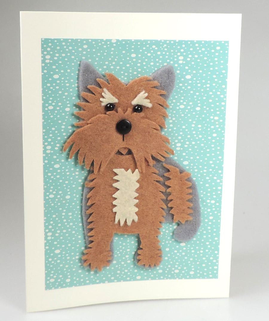 Yorkshire Terrier Dog Card, Blank inside, Birthday, Greeting, Get well