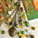Chrysoprase bag charm, May birthstone, boho-glam bag charm, green bag charm