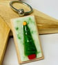 Christmas tree fused glass keyring 