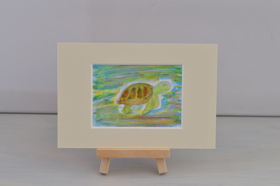 Turtle Abstract Watercolour Painting, 4 x6 Wall Art - 2