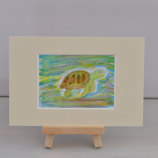 Turtle Abstract Watercolour Painting, 4 x6 Wall Art - 2