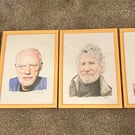 Framed A4 set of Pink Floyd original artworks 