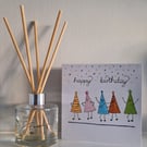 Happy Birthday Dancing Party Hats colourful watercolour any age