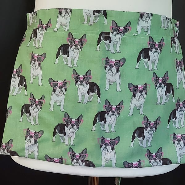 Fabric peg apron - peg pinny Handmade wearable peg bag French Bulldogs, Puppies,