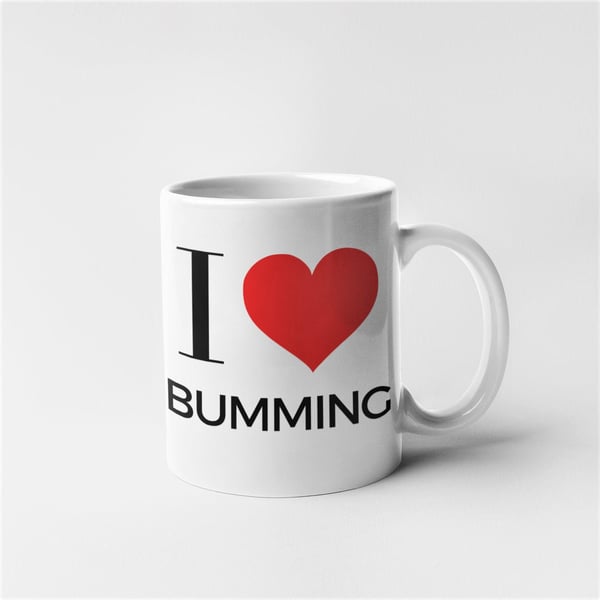 Rude Novelty Funny I Love Mug - I Love Bumming - Choose Colour