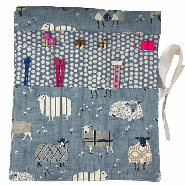 Straight knitting needle case, needle roll , sheep needle case, needle storage, 