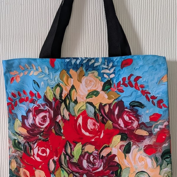 Floral Tote Bag "Summer Dreams"  Original oil painting design eco canvas shopper