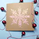 Neon Snowflake Christmas Linocut Card