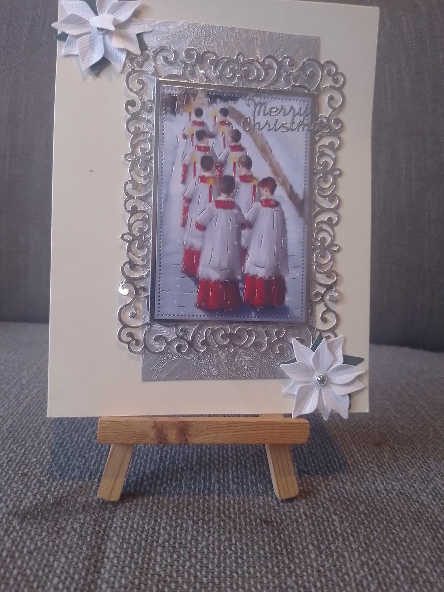 Choir Boys Going To Church Handmade Christmas card