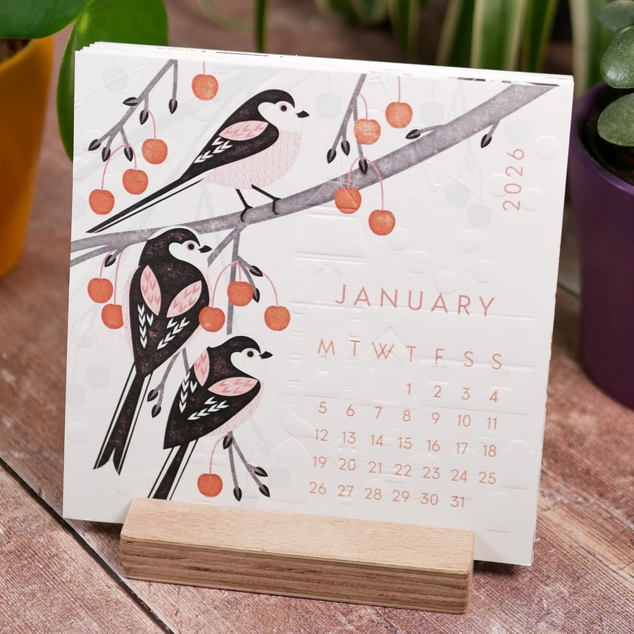 2026 Bird Calendar Desktop with Stand