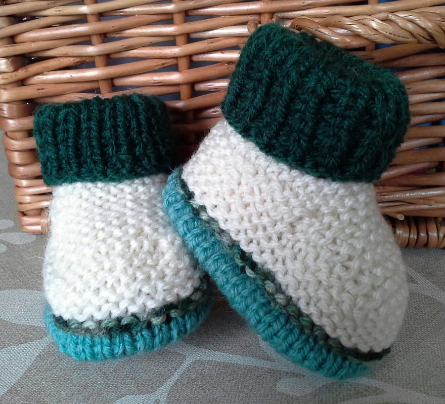 Baby Boys Aran with wool booties 0-6 months