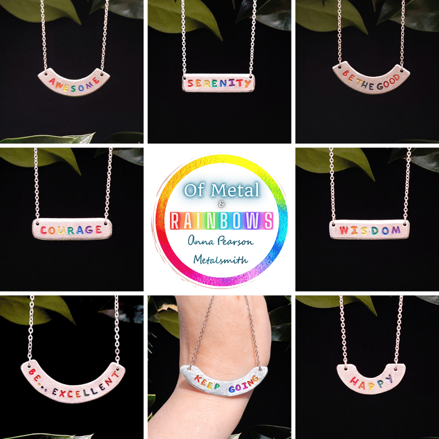 'An Encouraging Word' Personalised Pewter & Silver Necklace