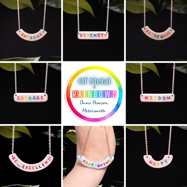 'An Encouraging Word' Personalised Pewter & Silver Necklace