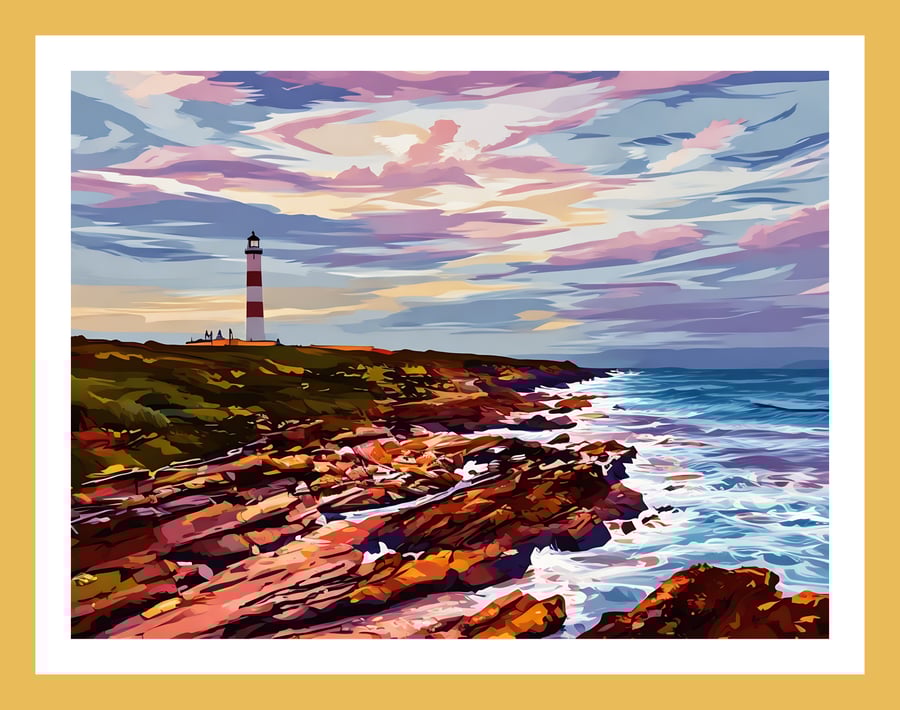 Tarbat Ness Lighthouse East Scotland Greeting Card A5 Size 
